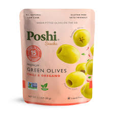 Poshi Snacks Olives / Pickles - Green Olives - Chili and Oregano
